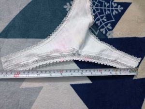 White Ribbed Thong with Lace🔥