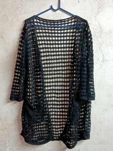 Stylish Women's Crochet Open Shrug Black 🖤