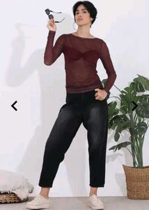Sheer Burgundy Long Sleeve Top