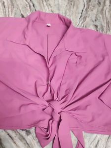 Pink Shirt Crop Top