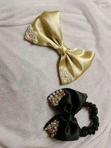 Pearl Embellished Hair Bows