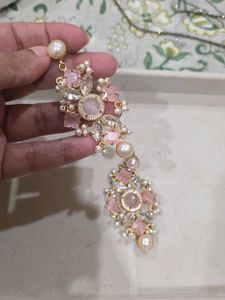 Light Pink Pearl Long Earrings