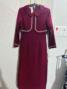 Vintage Burgundy Dress &amp; Jacket Set