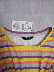 SHEIN BRAND Striped Ribbed Tshirt