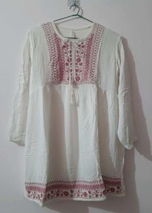 White Top Pink Embroidery