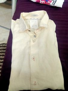 NEW RARE RABBIT lemon yellow Linen Shirt