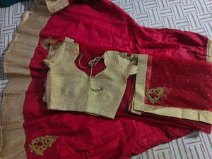 Red Lehnga With Crop Top