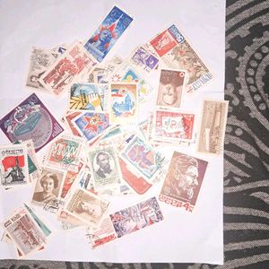100 vintage Russian stamps