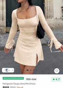 Beige tieups A-Line mini Dress