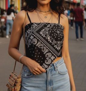 Bandana Print Crop Top