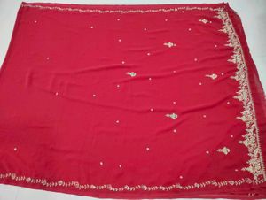 Elegant Red Embroidered Saree