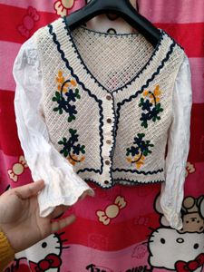 Crochet Knit 🎀 Top with Sleeves