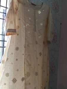 Golden Cream Colour Anaarkali Kurta.