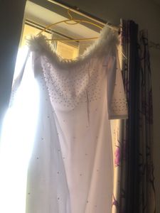 Classy White Dress Feathers Design Perfect