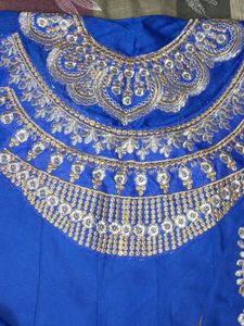 Sale 📢Blue Anarkali Semi Stitched Dress Material