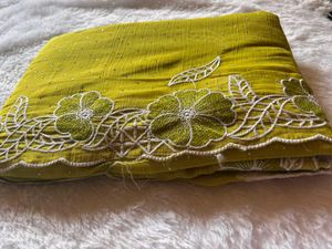 Elegant Embroidered Saree with work blouse piece