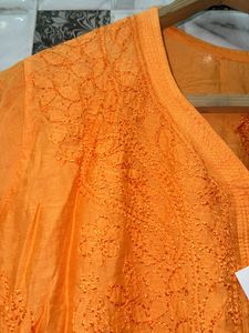 Chanderi Silk Orange Kurti