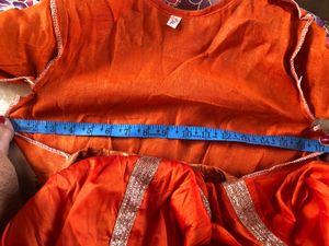 Orange Ethnic Dhoti Saree with blouse 34 Size