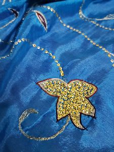Pink Blue Saree With Sequins Lightweight