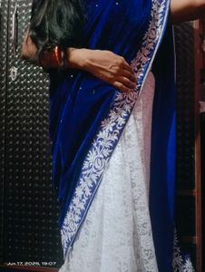 Elegant Blue Velvet Saree