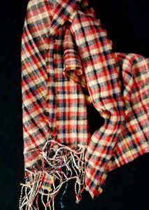 Plaid Scarf with Fringes