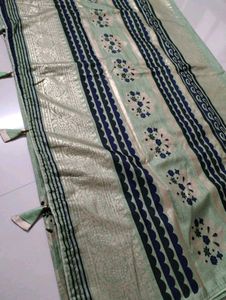 Elegant Mint Green Floral Saree