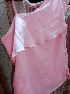 Baby Pink One Shoulder Top