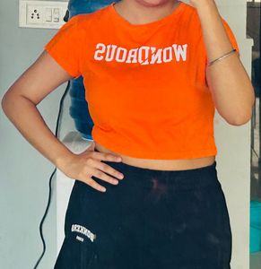 Orange Graphic Crop Top