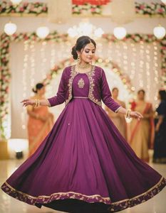 Elegant Purple Ethnic Gown with Jacket