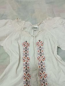 Embroidered Peasant Top