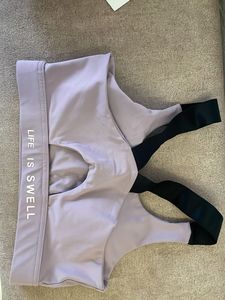 Lavender Sports Bra with Black Straps