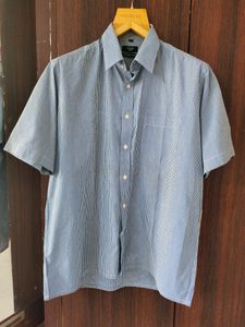 John Louis Half Sleeve Formal Blue Checkered Shirt | Size L Or 42