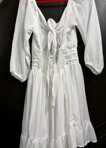 White Tie Back Mini Dress