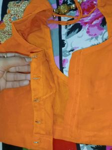 heavy mirror work saree