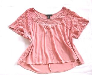 Pink Lace Yoke Top
