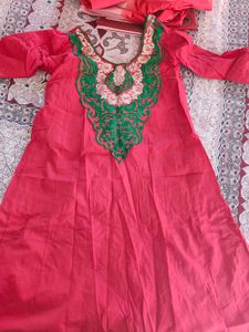 Red Embroidered Kurta