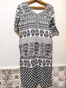 Ethnic Black &amp; White Kurta Large Size 38 to 40 in