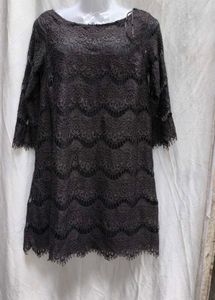 5210. Elegant Gray Lace Dress