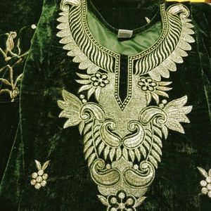 Elegant Pink Velvet Kurta Set