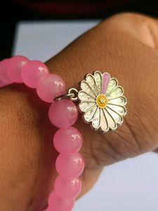Pink Beds Bracelet With Flower
