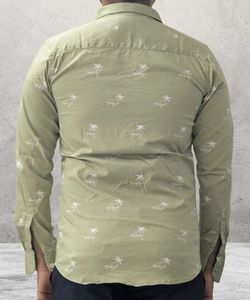 Men's Olive Green Printed Shirt
