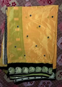 Mango color yellow saree😄😍🥰