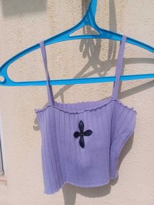 Lilac Crop Top with Cross Detail