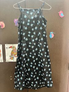 Black Floral Crepe Dress