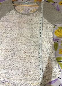 Beautiful Lace Top With Knit Sleeves