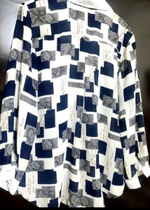 Blue, White, Check Print Top Like Shirt 38 Bust