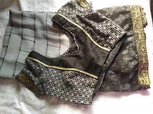 Grey And Black Saree