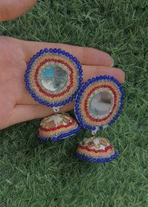 Boho Multicolored Beaded Mirror Jhumka Earrings