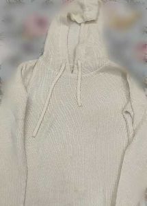 White Knit Hoodie