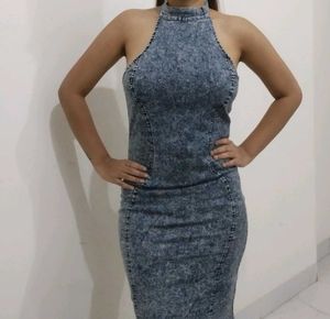 Denim Halter Bodycon Dress